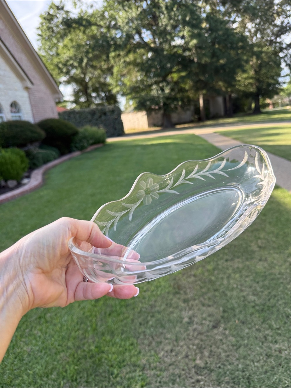 Fostoria Etched Clear Glass Celery / Relish Dish – Heather Pattern #343 - Picture 14 of 14